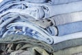 Stack of various jeans Royalty Free Stock Photo