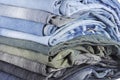 Stack of various jeans Royalty Free Stock Photo