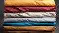 Stack of various natural fabrics. Natural textile background