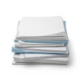 A stack of various papers includes plain white sheets, blue-tinted papers, and sheets with a grid Royalty Free Stock Photo