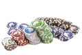 Stack of various poker chips Royalty Free Stock Photo