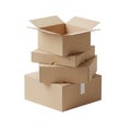 A stack of various sized cardboard moving boxes ready for shipping or storage isolated on white background Royalty Free Stock Photo