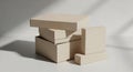 Stacked Cardboard Boxes on Neutral Background Royalty Free Stock Photo