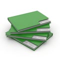 Stack of vibrant green binders with white labels and silver fasteners Royalty Free Stock Photo