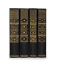 Stack of vintage books black with gold pattern