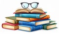 Stack of Vintage Books with Glasses Royalty Free Stock Photo