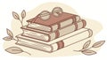Stack of Vintage Books, Knowledge and Learning, Classic Literature, vector design Generative AI Royalty Free Stock Photo