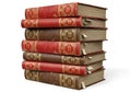 Stack of Vintage Books with Red and Brown Covers and Gold Embossing Royalty Free Stock Photo