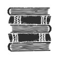 Stack Of Vintage Books Silhouette Illustration. Knowledge And Literature Concept Isolated Vector Illustration Royalty Free Stock Photo