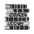 Stack Of Vintage Books Silhouette Illustration. Knowledge And Literature Concept Isolated Vector Illustration Royalty Free Stock Photo