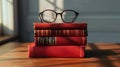 The stack of vintage books. AI generated Royalty Free Stock Photo
