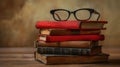 The Stack of Vintage Books. AI generated Royalty Free Stock Photo