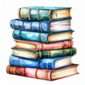 Stack of Vintage Books Watercolor Illustration Royalty Free Stock Photo