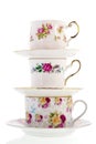 Stack vintage coffee or tea cups Royalty Free Stock Photo