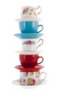 Stack vintage coffee or tea cups Royalty Free Stock Photo