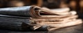 The stack of vintage newspapers showcasing the essence of print media..AI generated image Royalty Free Stock Photo