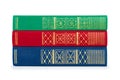 Stack of vintage red, green and blue books Royalty Free Stock Photo