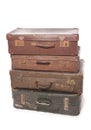 Stack of vintage suit cases Royalty Free Stock Photo