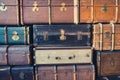 Stack of vintage suitcases - stack of old retro suitcases