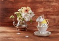 Stack of vintage tea cups Royalty Free Stock Photo