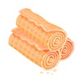 Stack of wafer tubes. Vector illustration on white background.