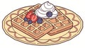 Stack of Waffles with Berries and Cream, Delicious Breakfast, Sweet Indulgence, vector design Generative AI Royalty Free Stock Photo