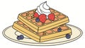 Stack of Waffles with Berries, Whipped Cream, Sweet Indulgence Vector Design Generative AI Royalty Free Stock Photo