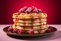 a stack of waffles with raspberries on top