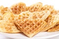 Stack of waffles in shape of heart