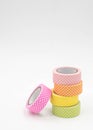 Stack of Warm Colored Colorful Washi Tape on White Background