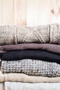 Stack Warm Knitted Sweaters From Wood Yarn Brown Beige Grey. Eco Fashion Kinfolk Style. Natural Materials