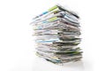 Stack of waste paper, old magazines, newspapers and leaflets for recycling Royalty Free Stock Photo