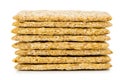 Stack of wheat crispbreads isolated on white Royalty Free Stock Photo