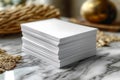 Stack of white blank papers on a marble surface stationery and office supplies concept Royalty Free Stock Photo