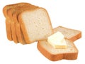 Stack of White Bread Slices with Butter on White Background toast sliced Royalty Free Stock Photo