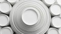 Stack of White Ceramic Plates and Cups Viewed From Above Royalty Free Stock Photo