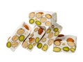 Stack of white chocolate nougat with nuts Royalty Free Stock Photo