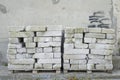 Stack of white concrete brick blocks. Wall foam blocks Royalty Free Stock Photo