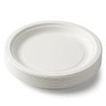 Stack of White Disposable Paper Plates on White Background dish eco-friendly Royalty Free Stock Photo