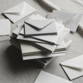 A stack of white envelopes arranged neatly on a textured fabric surface Royalty Free Stock Photo