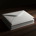 Stack of white envelopes on a dark wooden surface Royalty Free Stock Photo