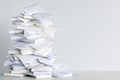 Stack of white envelopes and documents on desk Royalty Free Stock Photo