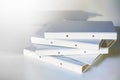 Stack of white file folder or ring binder waiting to be processed in an office, administration and business work concept, copy Royalty Free Stock Photo