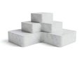 A stack of white foam blocks on a white background Royalty Free Stock Photo