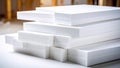 Stack of white foam insulation boards for construction and building materials Royalty Free Stock Photo