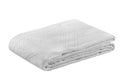 Stack of white folded bedding sheets isolated on white Royalty Free Stock Photo