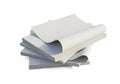 Stack of white and gray paper sheets isolated on white background Royalty Free Stock Photo