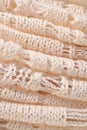 Stack of white knitted fabric