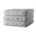 Stack of white mattresses isolated on a white or transparent background. Spring mattresses close-up, side view. Graphic Royalty Free Stock Photo