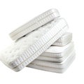 Stack of White Mattresses with Zippers on White Background bedding sleep Royalty Free Stock Photo